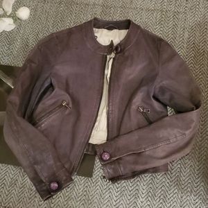 Coach Brown Leather Crop Jacket Sz XS
